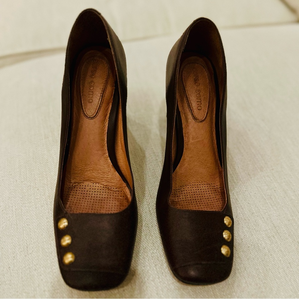 Corso Como | Studded Brown Leather Pumps | Block Heels | Size 9M - Picture 7 of 7